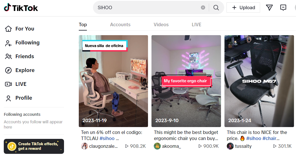 Tiktok上西昊與達(dá)人合作的視頻