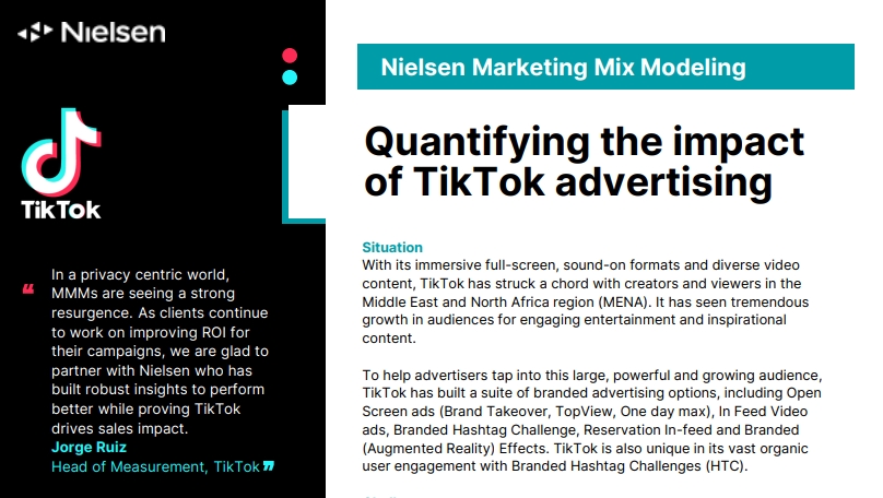 尼爾森TikTok營銷組合模型研究